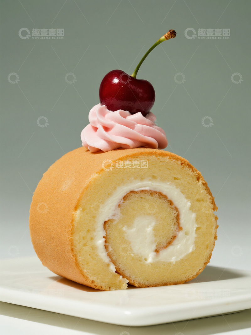 高清大图下载【趣麦麦图】樱桃奶油瑞士卷1