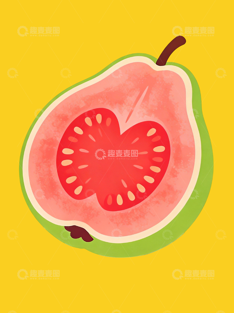 源文件下载【趣麦麦图】丝网印刷风格红心芭乐1