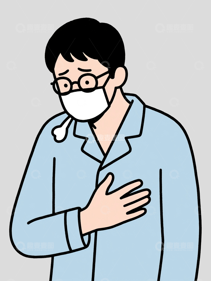 源文件下载【趣麦麦图】简笔画一个感冒的男人2