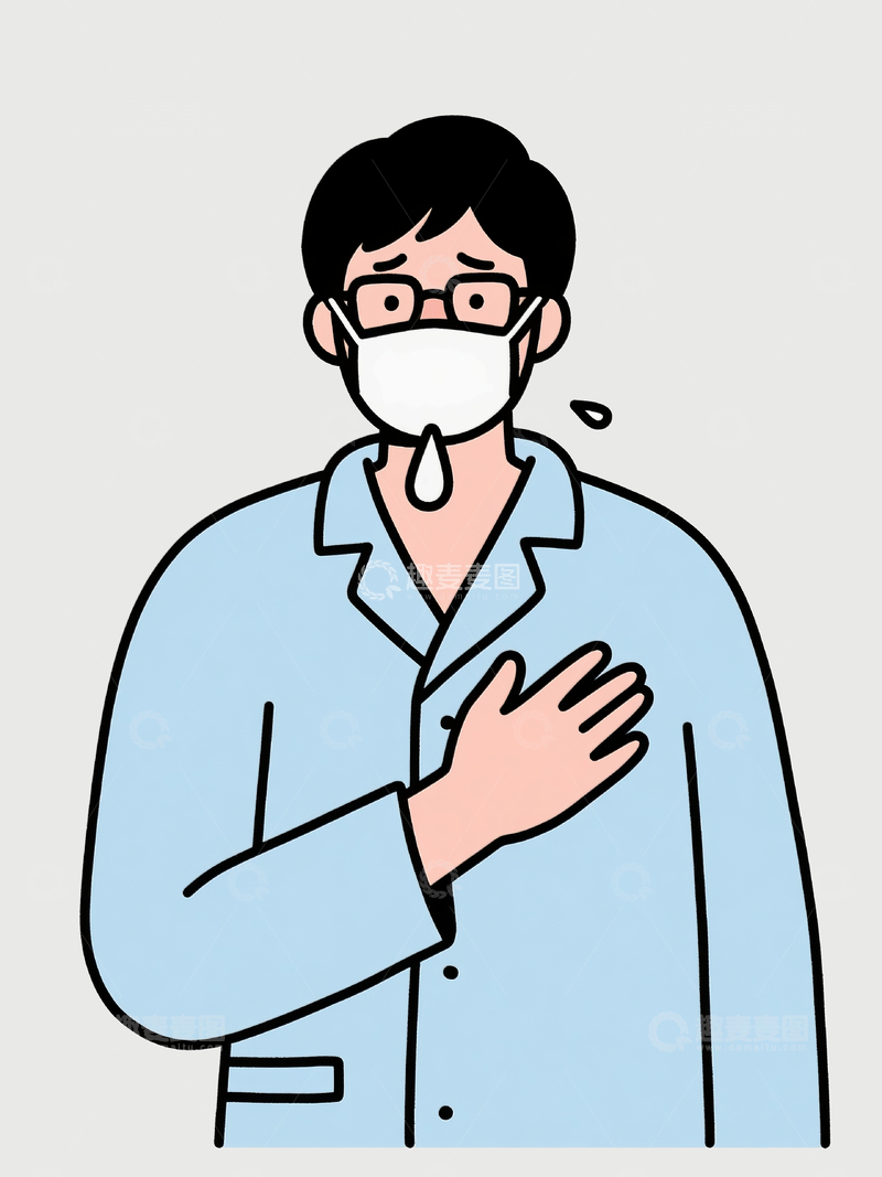 源文件下载【趣麦麦图】简笔画一个感冒的男人1