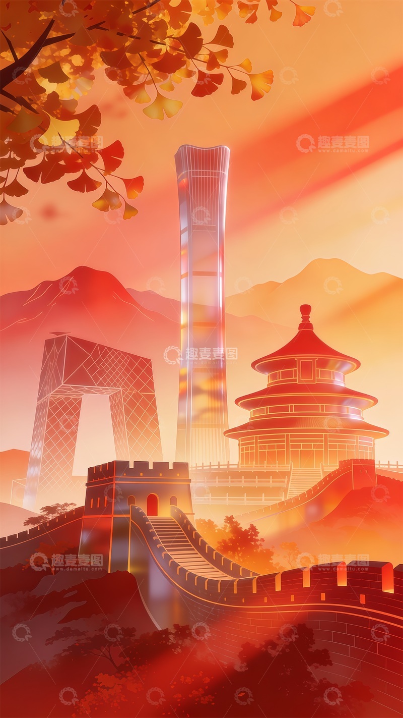 高清大图下载【趣麦麦图】现代与传统融合城市风光