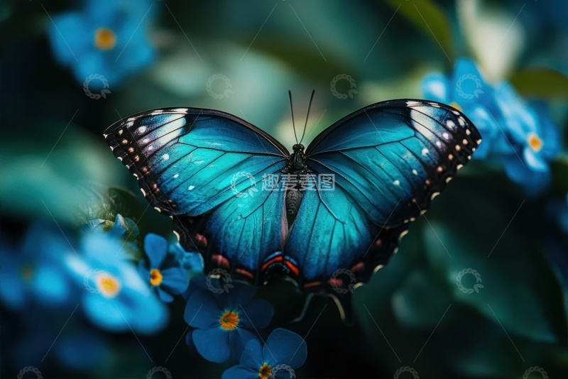 高清大图下载【趣麦麦图】一只美丽的蓝色蝴蝶