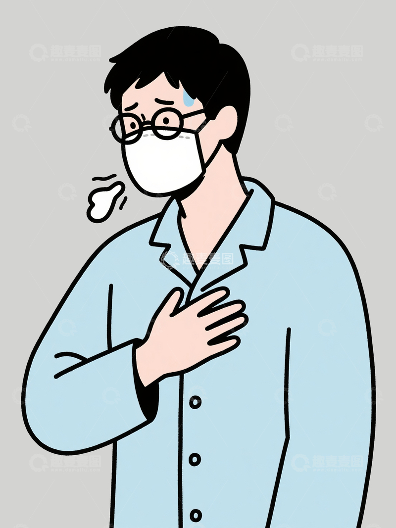 源文件下载【趣麦麦图】简笔画一个感冒的男人6