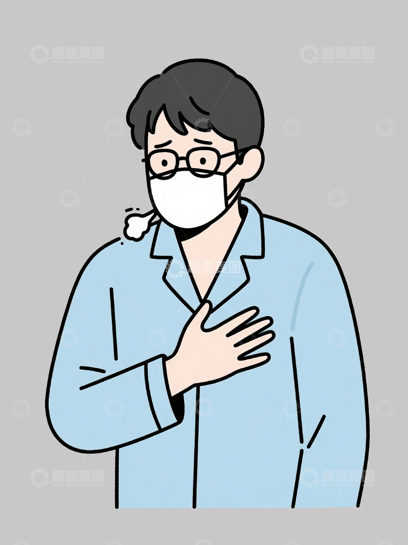 源文件下载【趣麦麦图】简笔画一个感冒的男人4