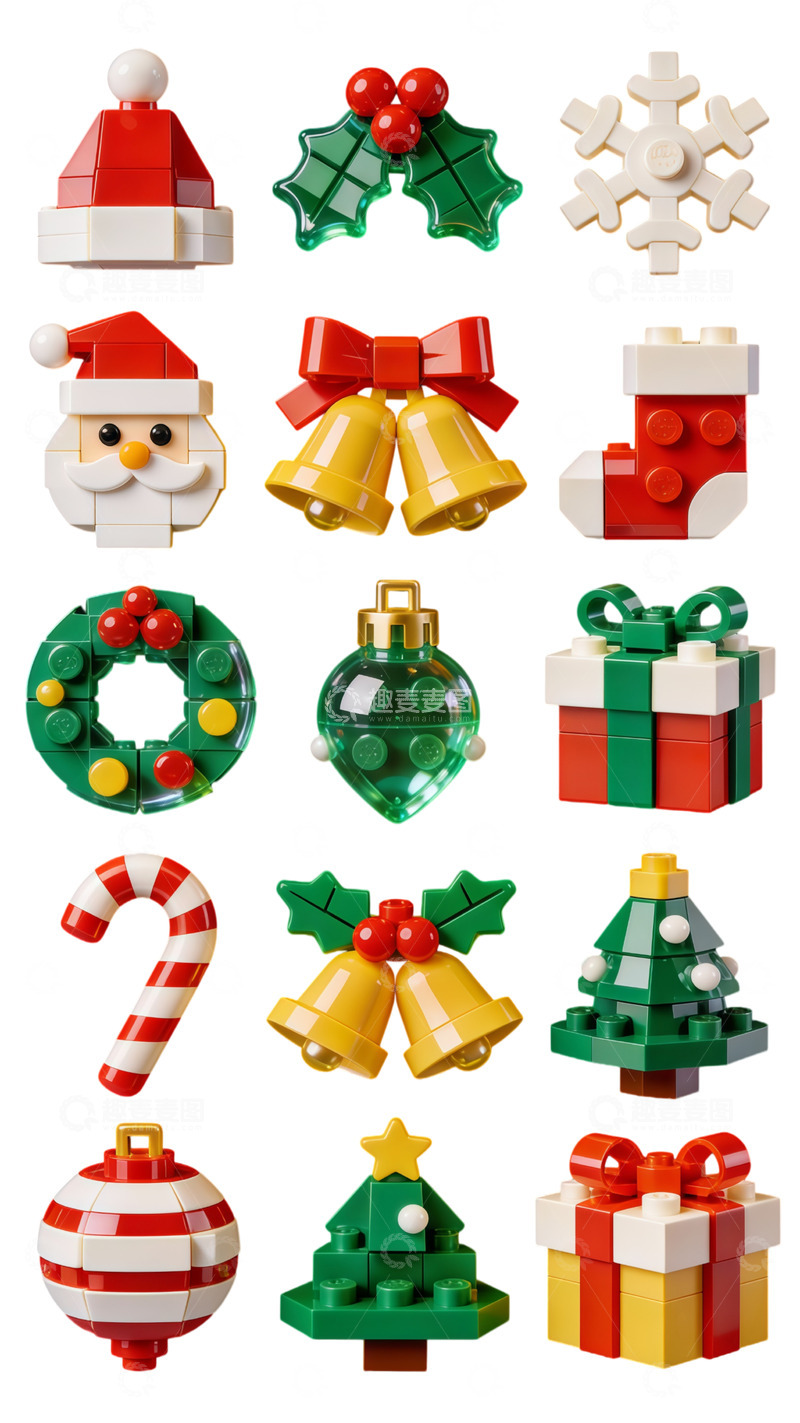 高清大图下载【趣麦麦图】乐高圣诞积木造型素材