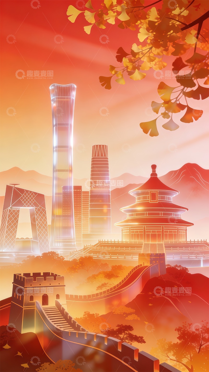 高清大图下载【趣麦麦图】现代与传统融合插画