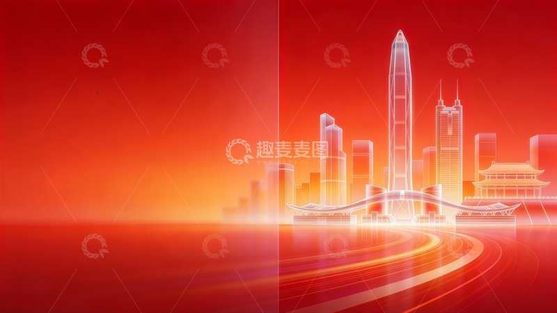 高清大图下载【趣麦麦图】未来城市光影建筑背景