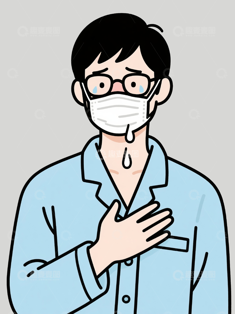 源文件下载【趣麦麦图】简笔画一个感冒的男人8