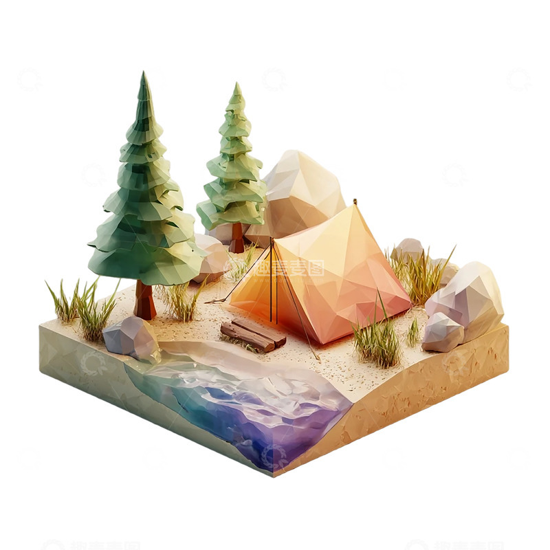 高清大图下载【趣麦麦图】极简几何森林的梦幻奇境