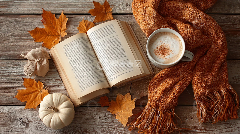 高清大图下载【趣麦麦图】秋意浓郁的书香角落