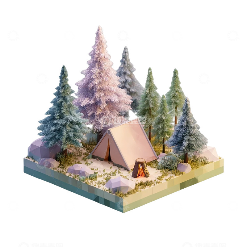 高清大图下载【趣麦麦图】冬日雪境中的孤寂营地