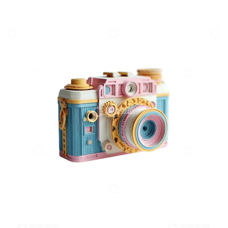 高清大图下载【趣麦麦图】彩色梦境中的复古相机