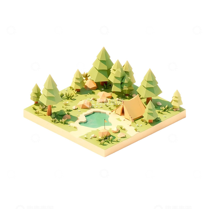 高清大图下载【趣麦麦图】童话森林中的梦幻露营地