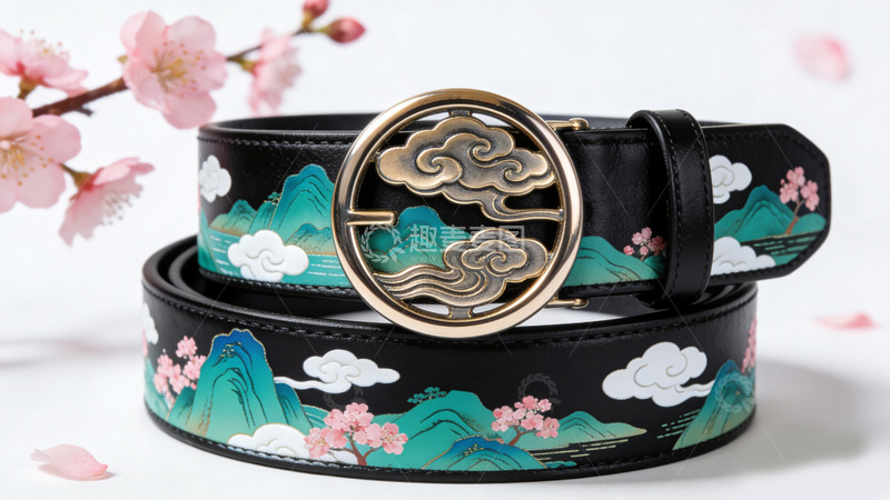 高清大图下载【趣麦麦图】文创产品中国风山水画皮带