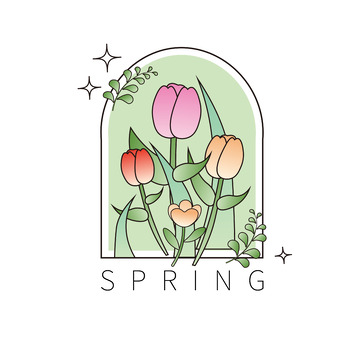 春季花卉插画设计