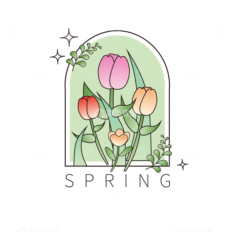 源文件下载【趣麦麦图】春季花卉插画设计