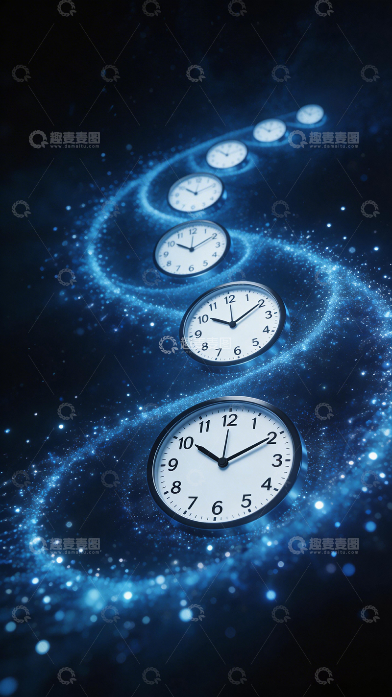高清大图下载【趣麦麦图】时空流转钟表科幻背景