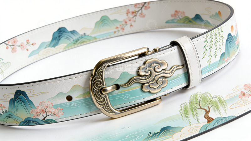 高清大图下载【趣麦麦图】文创产品中国风山水画皮质腰带