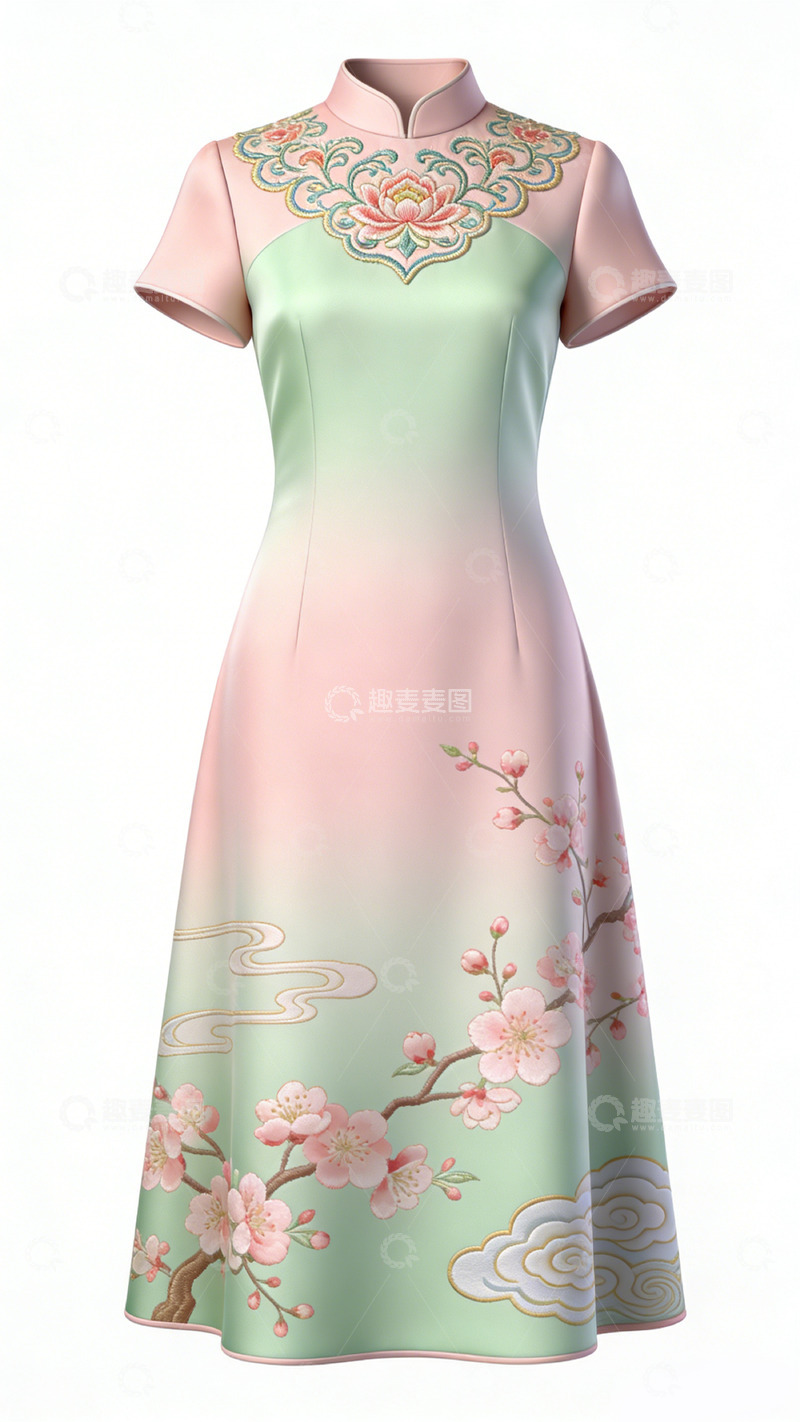 高清大图下载【趣麦麦图】文创产品渐变旗袍女装设计素材