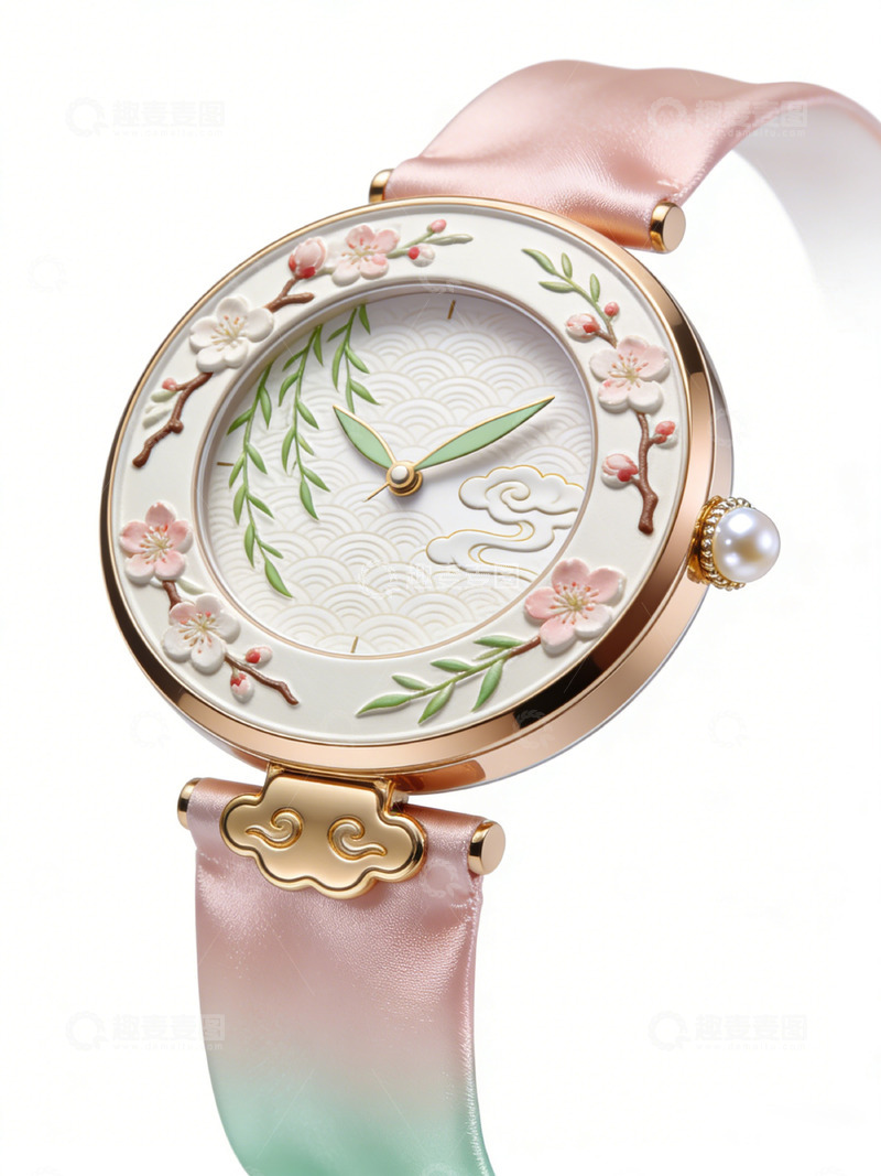 高清大图下载【趣麦麦图】文创产品东方花卉女士手表