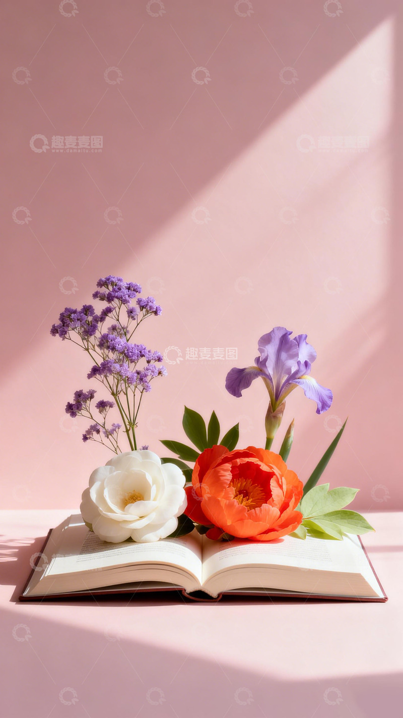 高清大图下载【趣麦麦图】书香花香静谧时光