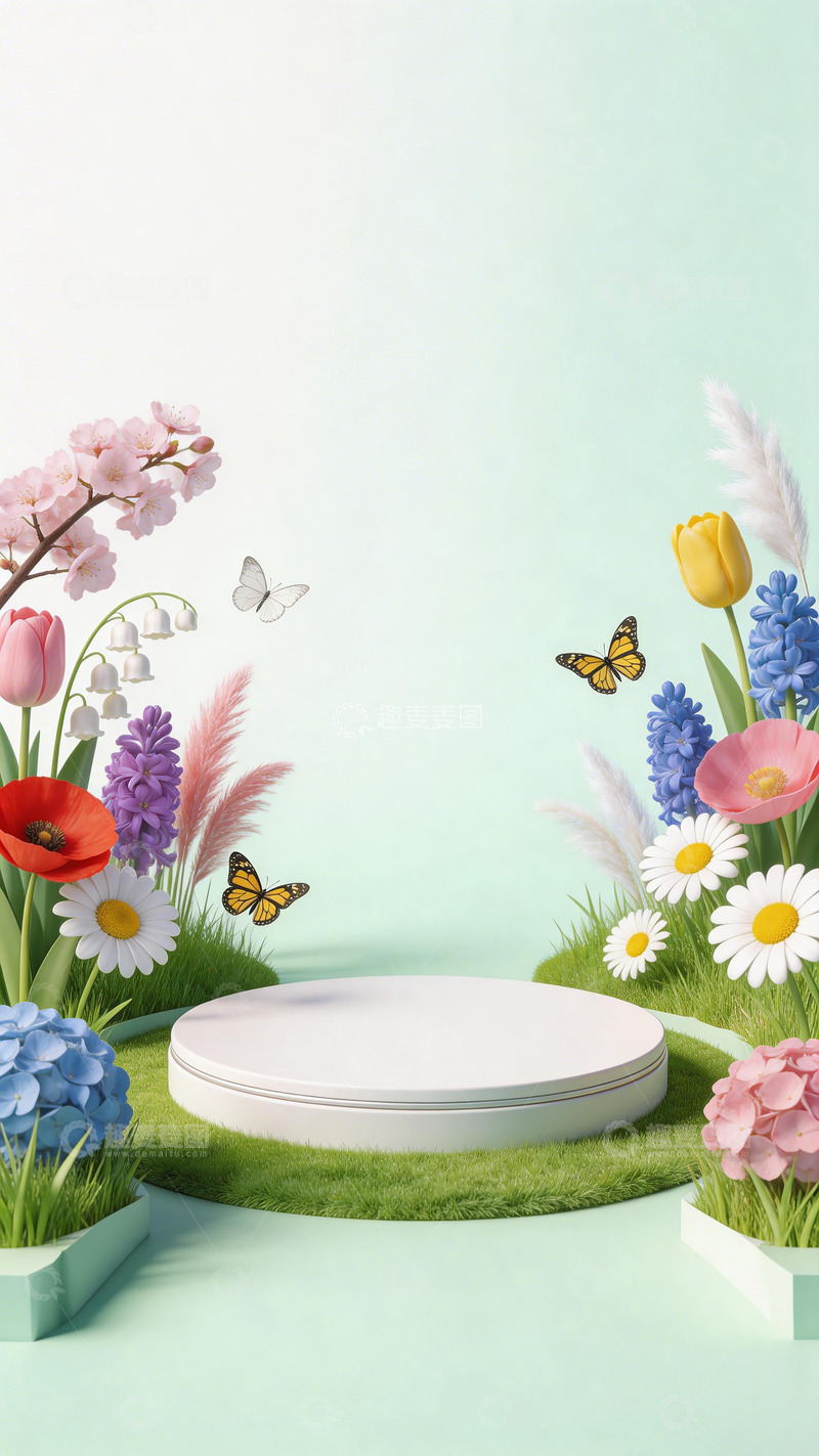 高清大图下载【趣麦麦图】春日花卉装饰场景设计