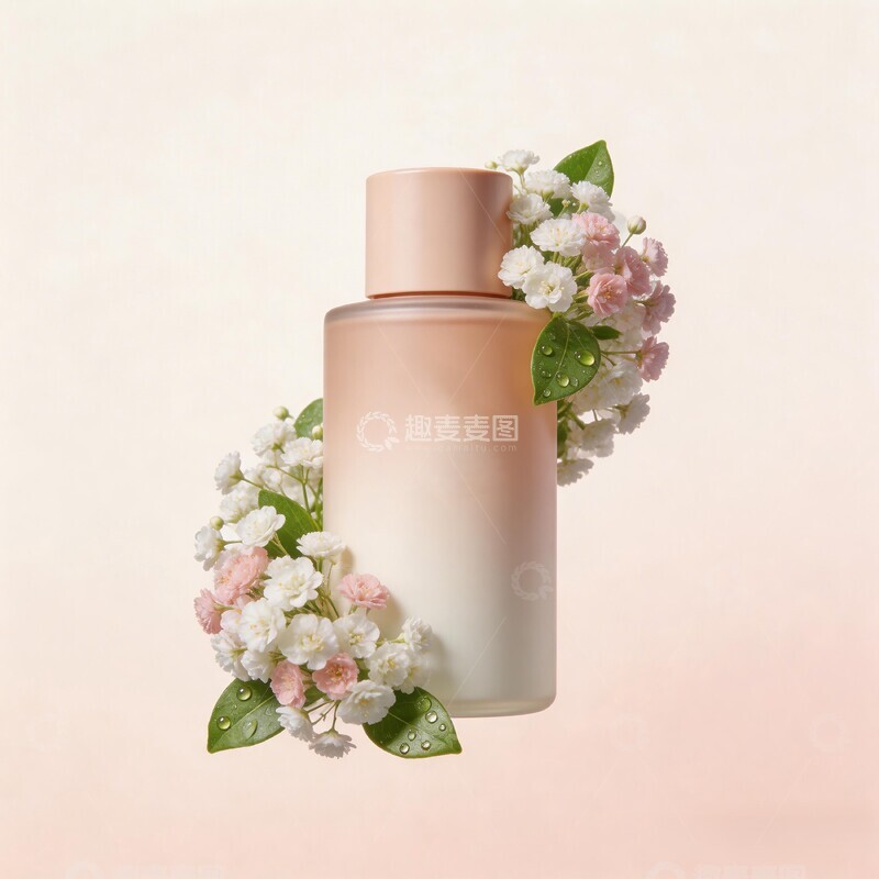 高清大图下载【趣麦麦图】粉色瓶身鲜花装饰