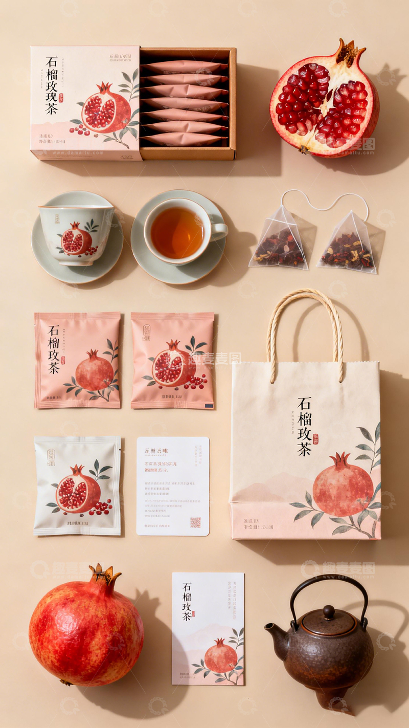 高清大图下载【趣麦麦图】石榴玫茶雅致生活摄影