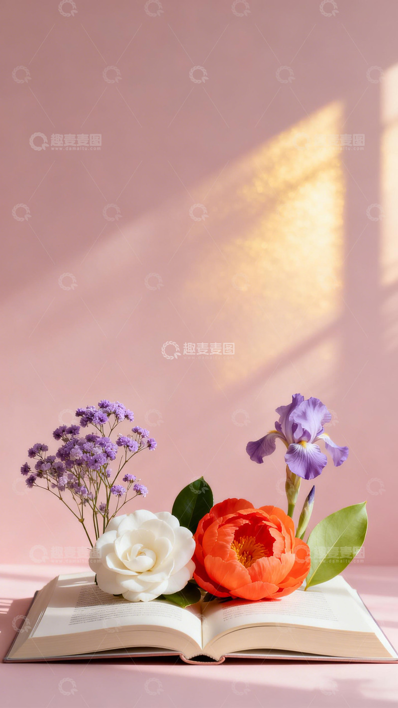 高清大图下载【趣麦麦图】温馨书香花韵静谧时光