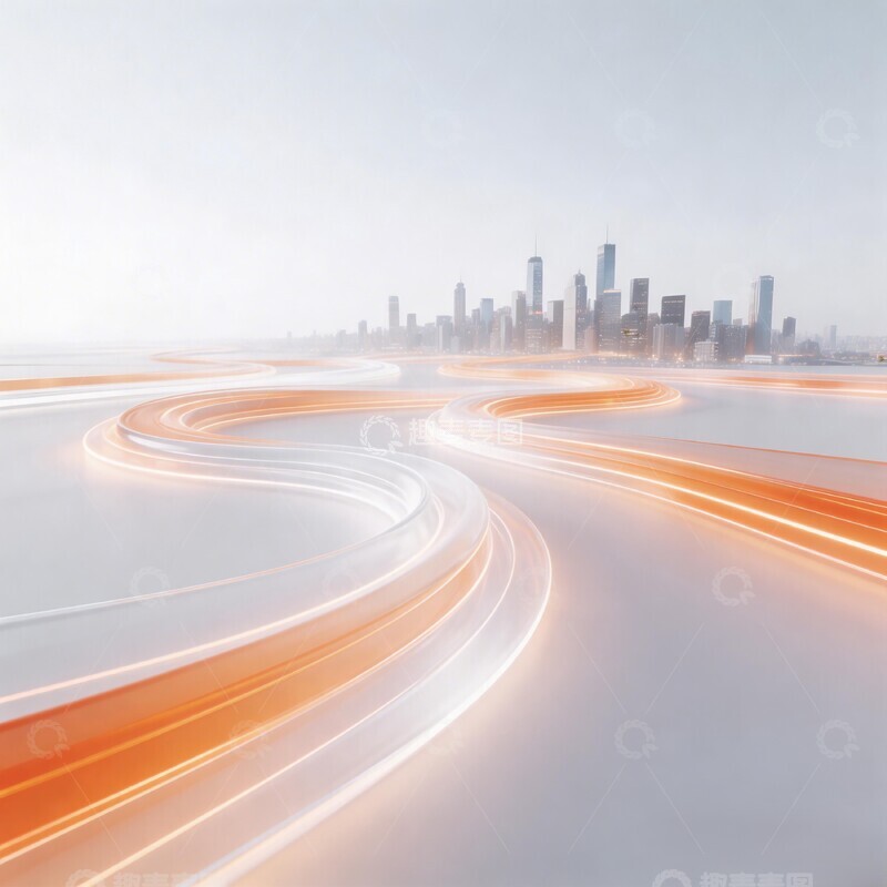 高清大图下载【趣麦麦图】城市光影轨迹科技感