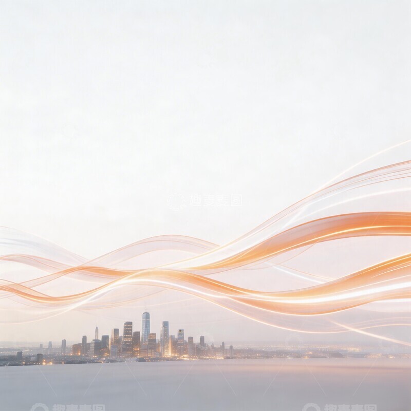 高清大图下载【趣麦麦图】城市光影流动艺术插画