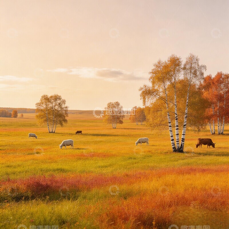 高清大图下载【趣麦麦图】秋日草原牧场景色摄影