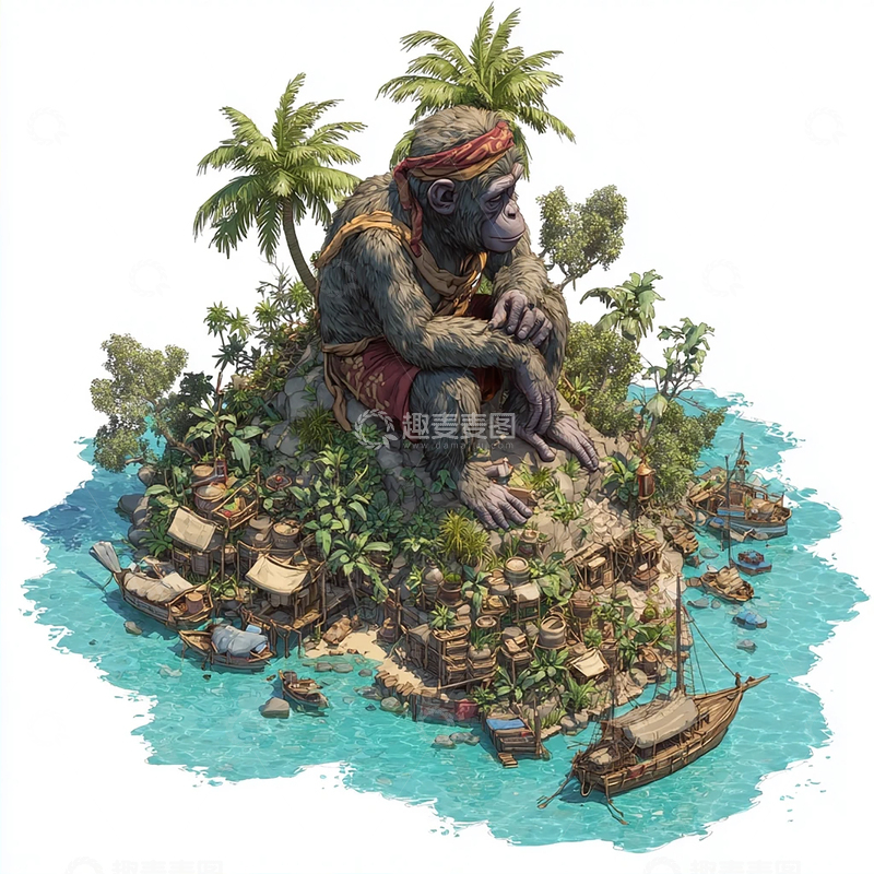 高清大图下载【趣麦麦图】巨型猿神的孤岛奇遇