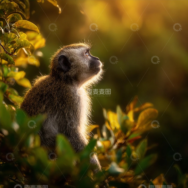 高清大图下载【趣麦麦图】迷你猿猴的晨光祈愿