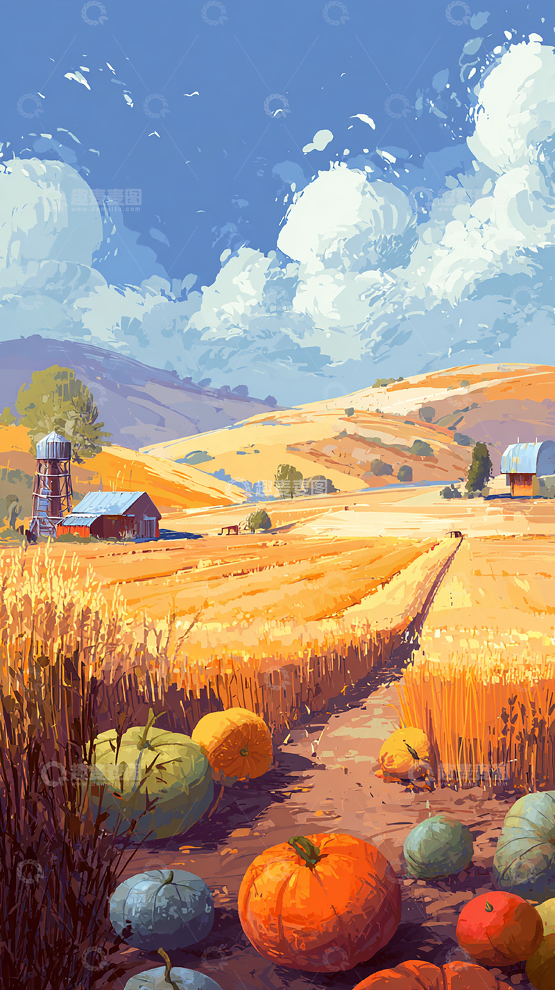 高清大图下载【趣麦麦图】丰收的秋日农场景色