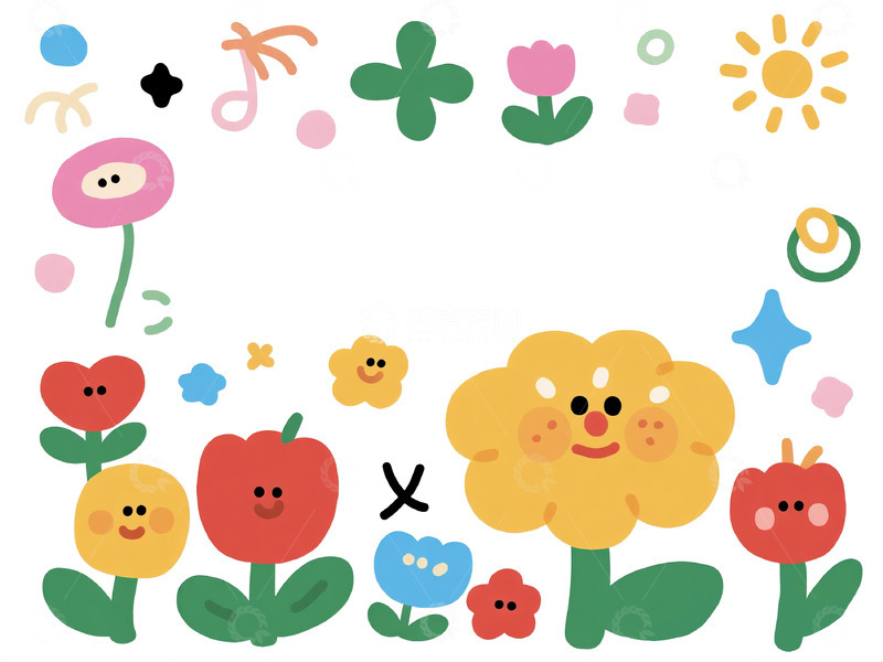 高清大图下载【趣麦麦图】卡通可爱花朵植物插画素材