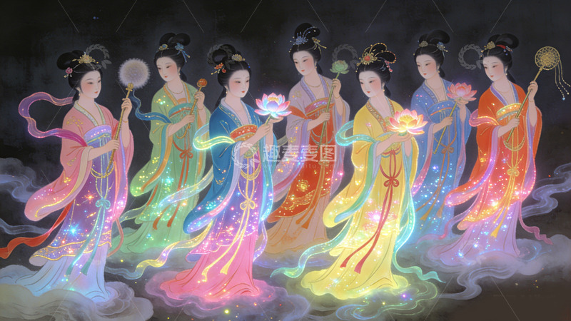 高清大图下载【趣麦麦图】古典仙女彩绘人物插画装饰画