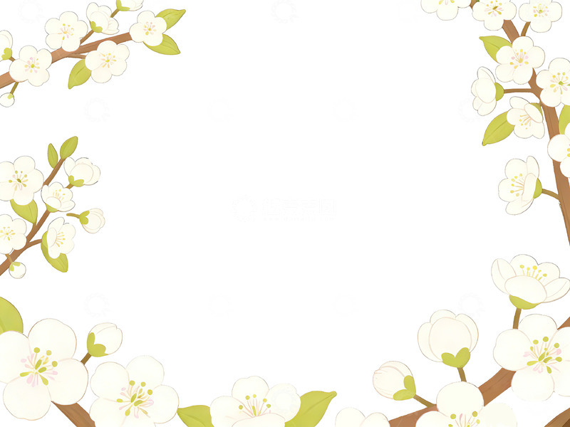 高清大图下载【趣麦麦图】春日花卉边框插画