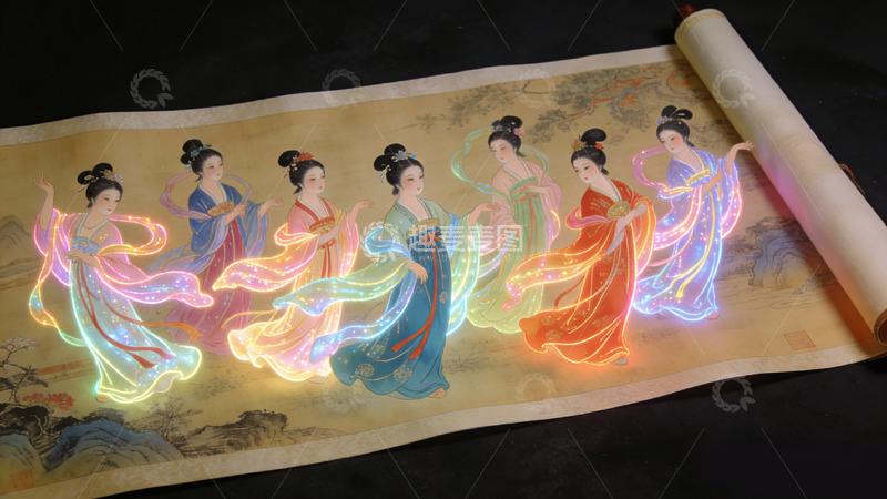 高清大图下载【趣麦麦图】古风仙女画卷数字艺术效果装饰画