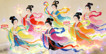 仙气飘飘仙女舞动图装饰画