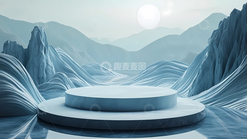 高清大图下载【趣麦麦图】山水意境圆形台景