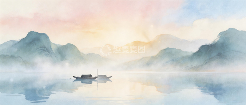 高清大图下载【趣麦麦图】水墨山水意境图背景素材
