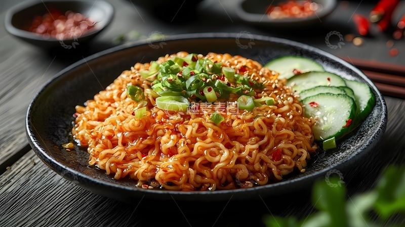 高清大图下载【趣麦麦图】韩式辣味泡面美食摄影图片