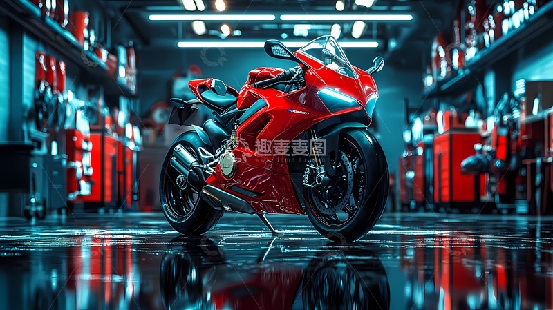高清大图下载【趣麦麦图】科幻风超级摩托车展示图