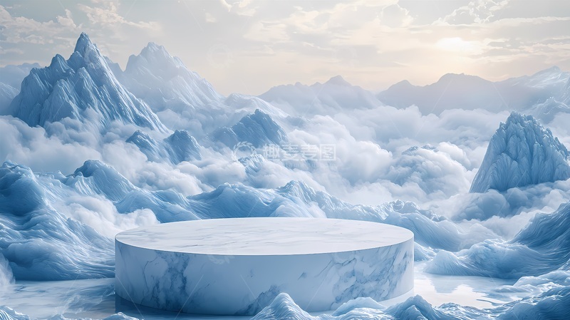 高清大图下载【趣麦麦图】冰雪仙境圆形台景渲染图
