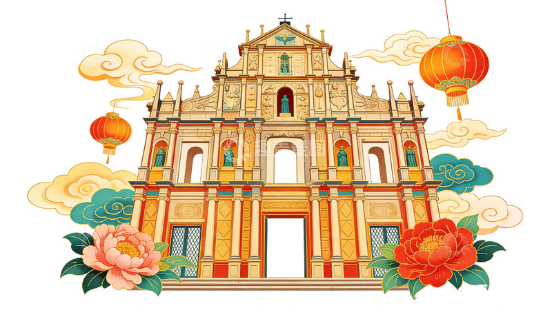 高清大图下载【趣麦麦图】中国风建筑插画装饰画