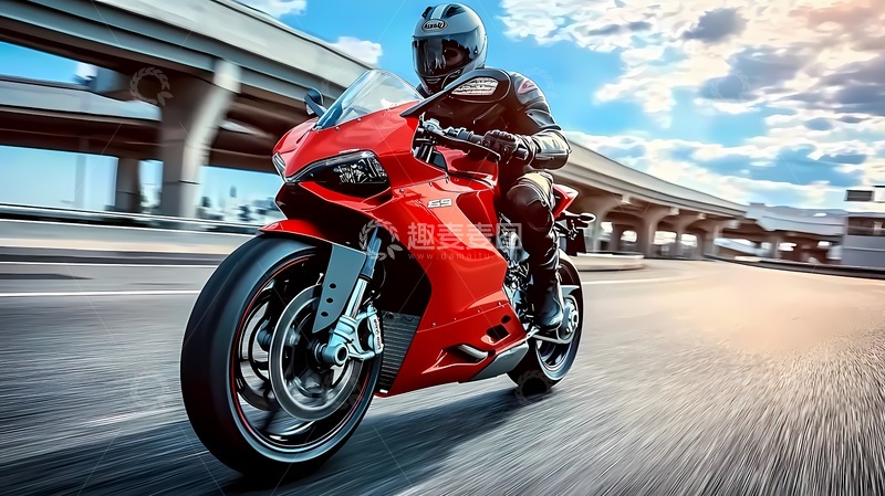 高清大图下载【趣麦麦图】高速摩托车骑行场景