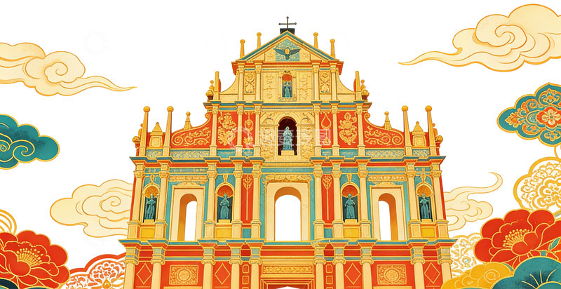 高清大图下载【趣麦麦图】传统建筑风格插画设计