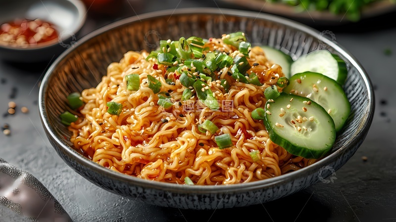 高清大图下载【趣麦麦图】拉面配黄瓜葱花