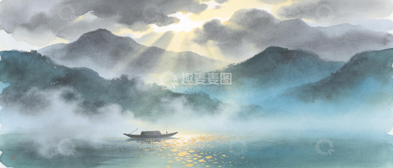 高清大图下载【趣麦麦图】水墨山水风光画